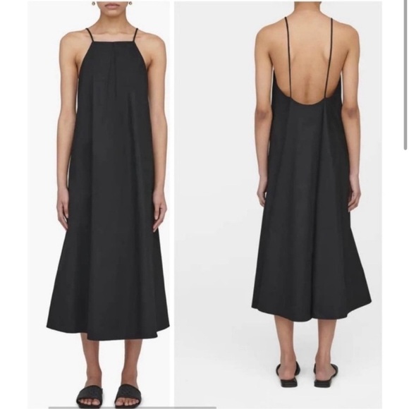 ANINE BING Bree Halter Neck Black Cotton Midi Dress Large Low Back - Picture 1 of 10